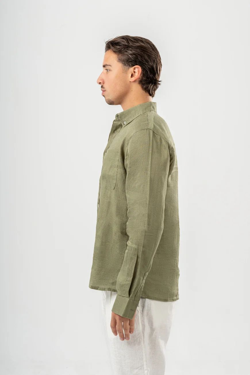 Sleeved Pure Linen Shirts - Image 11