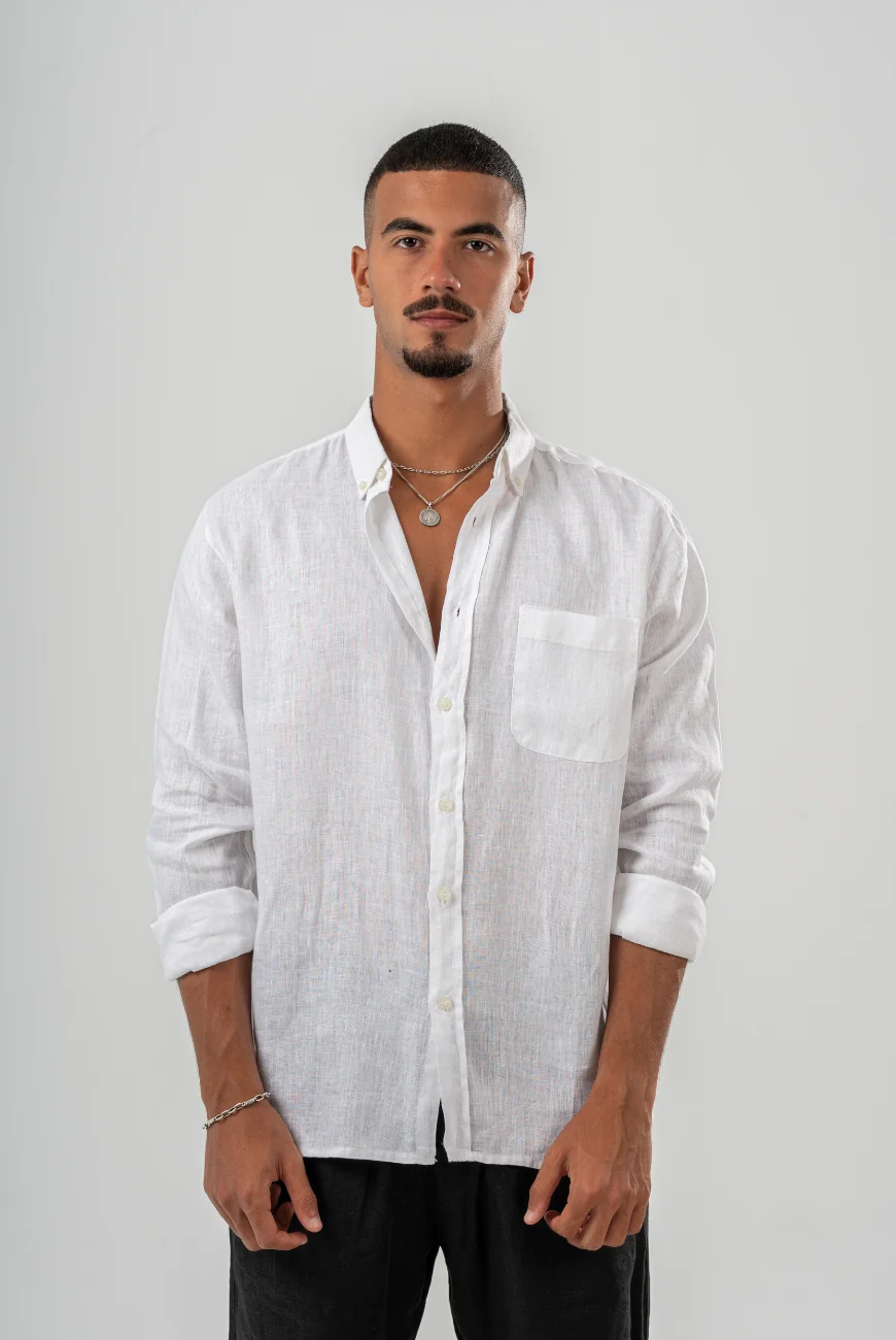 Sleeved Pure Linen Shirts - Image 7