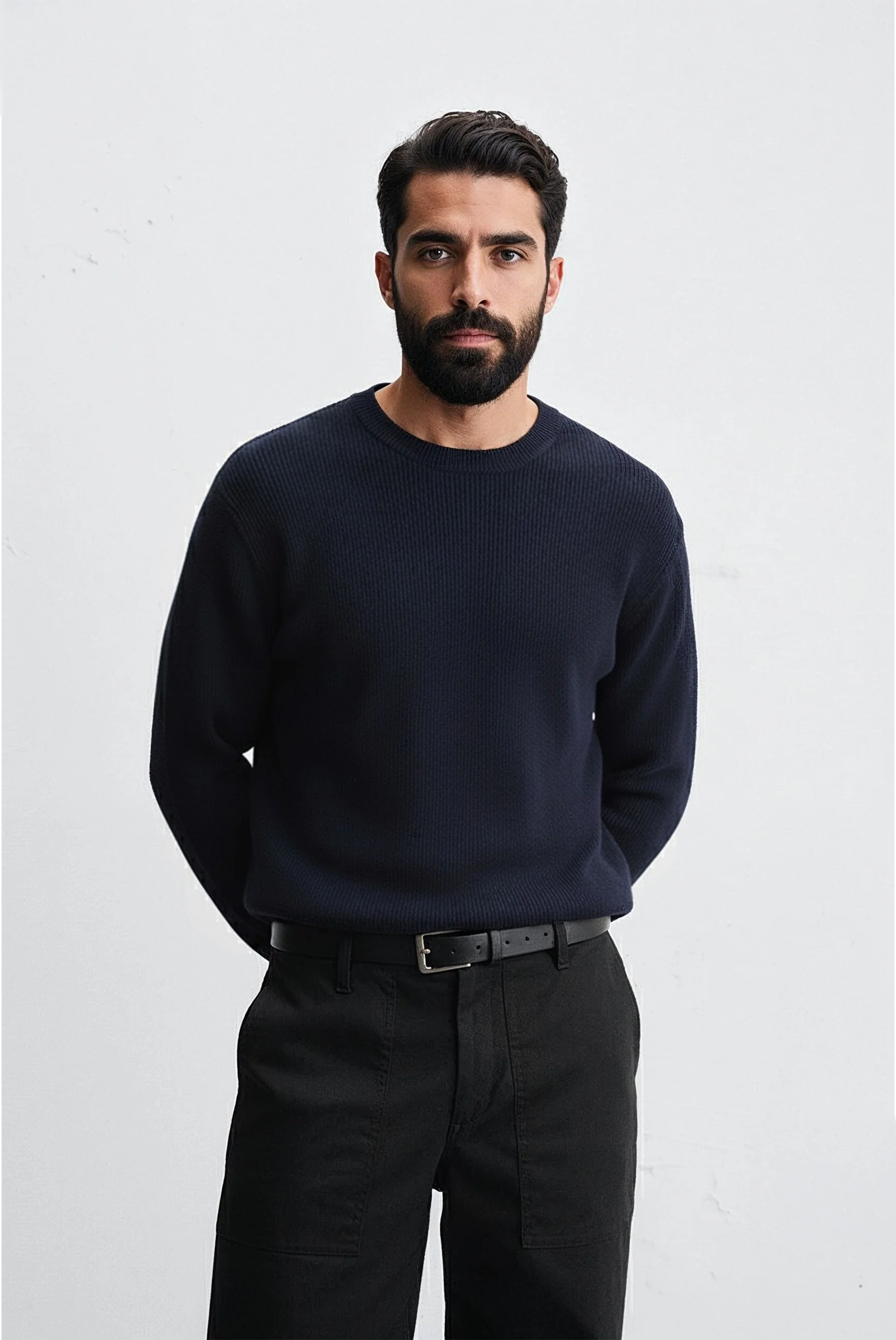 Purl knit sweater